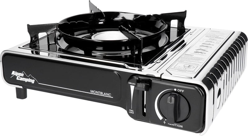 Camping Alpen - réchaud à gaz 2,2kw avec réchaud à gaz croix | réchaud de camping - consommation de gaz 160 g h allumage piézo