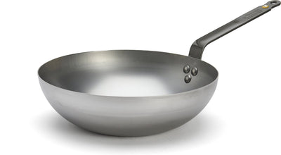 Poêle Wok Debuyer de Buyer Mineral B 28 cm - Fond large - Tôle d'acier - Sans PFAS - Compatible induction - Fabriquée en France