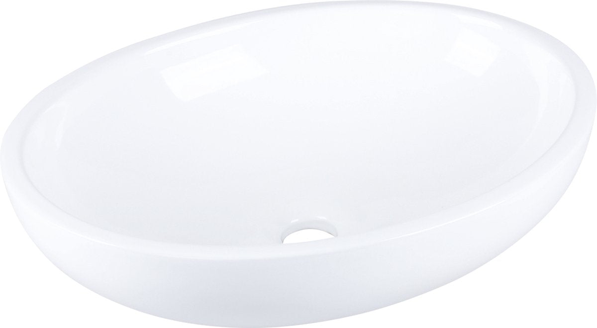 Lavabo Differnz dias - lavabo en céramique blanche - vasque fontaine ovale - 50 x 38 x 14 cm