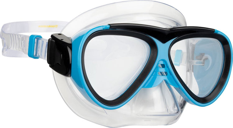 Lunettes de plongée Waimea - enfants - bleu noir - lentille verre trempé
