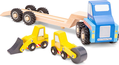 Nouveau camion en bois Classic Toys® pour le transport de chantier - comprenant 2 véhicules de chantier