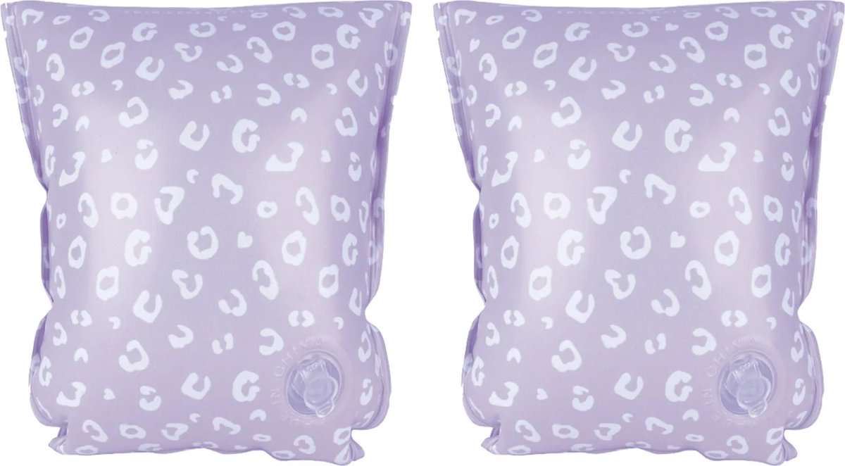 Essentiels de natation - brassards de natation imprimé léopard - ailes de natation - 15-30 kg - 2-6 ans - PVC - blanc lilas