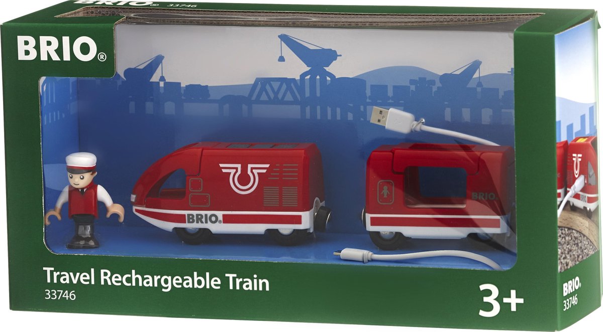 Train de voyageurs rouge rechargeable Brio avec câble USB - 33746