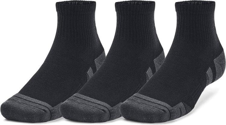 Under armour ua performance tech 3pk qtr-blk chaussettes de sport unisexes - noir - gris jet