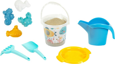 Klein Toys Little Foot - Set de seaux avec arrosoir, tamis, râteau, pelle et figurines de jeu - Matériau recyclé