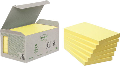 Bloc-notes Post-it 655-1b recyclé 76x127mm jaune canari 6 pièces