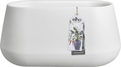Elho pure cone roues longues 75 - grande jardinière pour intérieur et extérieur - en plastique recyclé - l74,0 x h35,8 cm - blanc