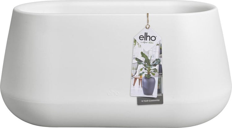 Elho pure cone roues longues 75 - grande jardinière pour intérieur et extérieur - en plastique recyclé - l74,0 x h35,8 cm - blanc