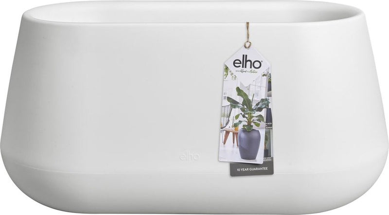 Elho pure cone roues longues 75 - grande jardinière pour intérieur et extérieur - en plastique recyclé - l74,0 x h35,8 cm - blanc