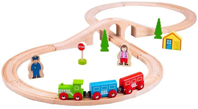 Bigjigs Ensemble de train en bois, 26dlg.
