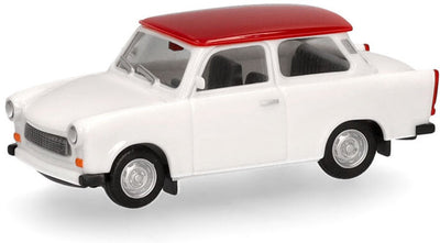 Herpa trabant 601 limousine, blanche (toit rouge)