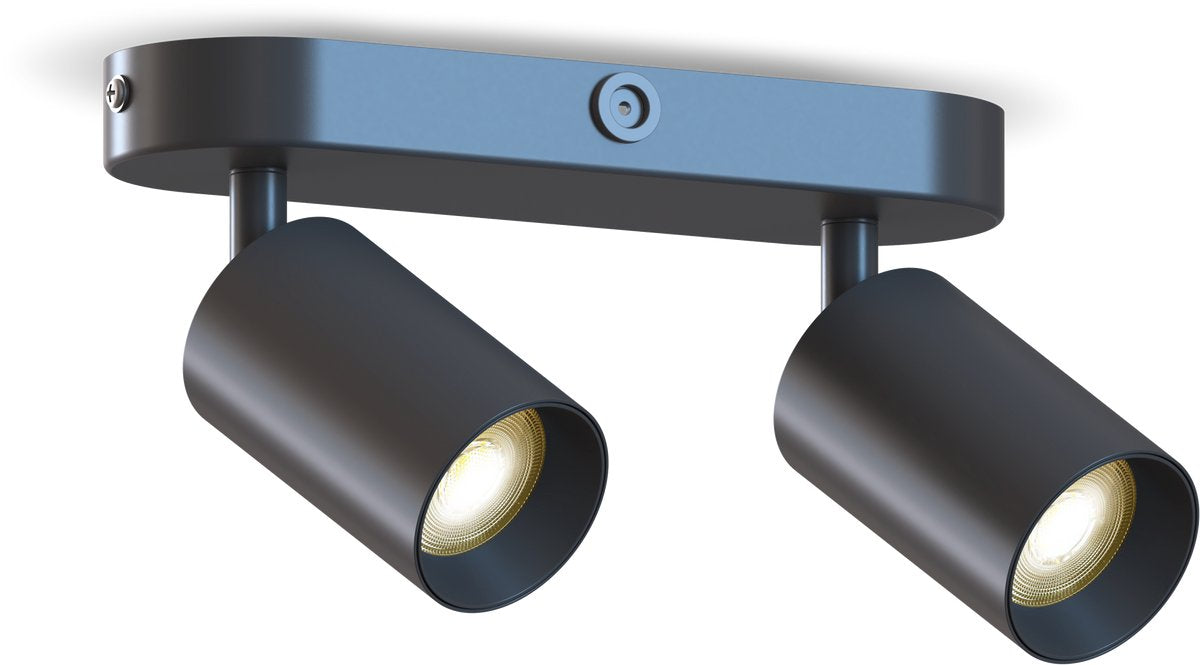 Plafonnier Calex - 2 lumières - spot en saillie - ovale - noir - or