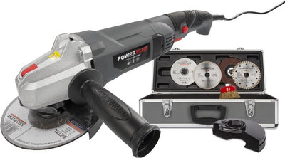 Meuleuse d'angle électrique Powerplus poweset2 - rectifieuse 900w - disque de meulage 125mm ᴓ, compact, avec 6 accessoires, mallette de rangement