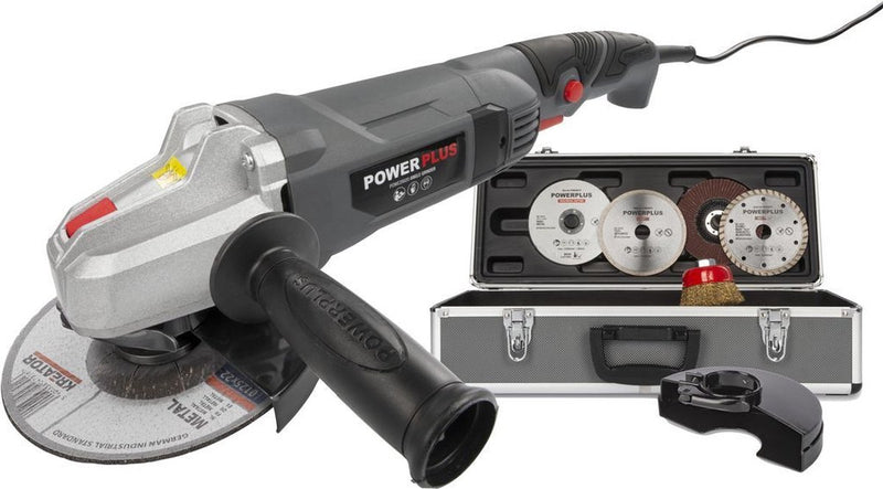 Meuleuse d'angle électrique Powerplus poweset2 - rectifieuse 900w - disque de meulage 125mm ᴓ, compact, avec 6 accessoires, mallette de rangement