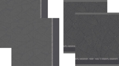 Ddddd - barrière - set torchons et torchons de cuisine - lot de 4 pièces - coton - imprimé botanique - 60x 65 cm 50x55 cm - anthracite