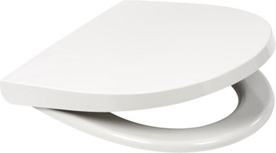 Abattant WC compact Plieger Zano - abattant WC en forme de D - duroplast - blanc - avec couvercle - fermeture amortie - dégagement rapide - convient aux toilettes Geberit