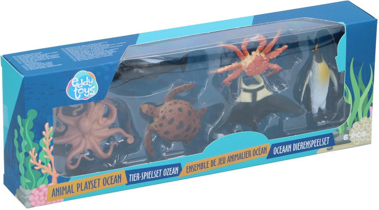 Eddy Toys - Ensemble de jeu avec animaux marins - Ensemble de jeu avec animaux marins avec 6 animaux marins réalistes - Jouets océaniques pour enfants à partir de 3 ans - Ensemble de jeu éducatif avec animaux océan pour un jeu imaginatif
