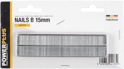 Clous Powerplus powair0320 - pour agrafeuse-cloueuse - type b - 15mm - 2000 pièces