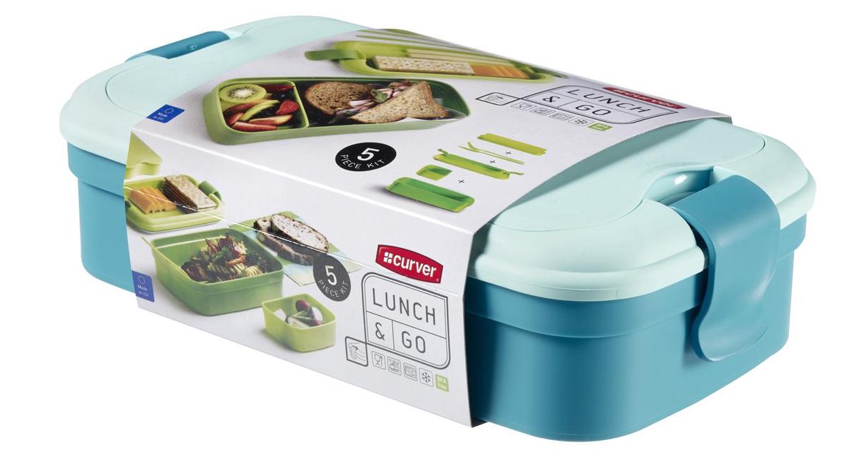 Curver - boîte à lunch - déjeuner à emporter - avec couverts - bleu