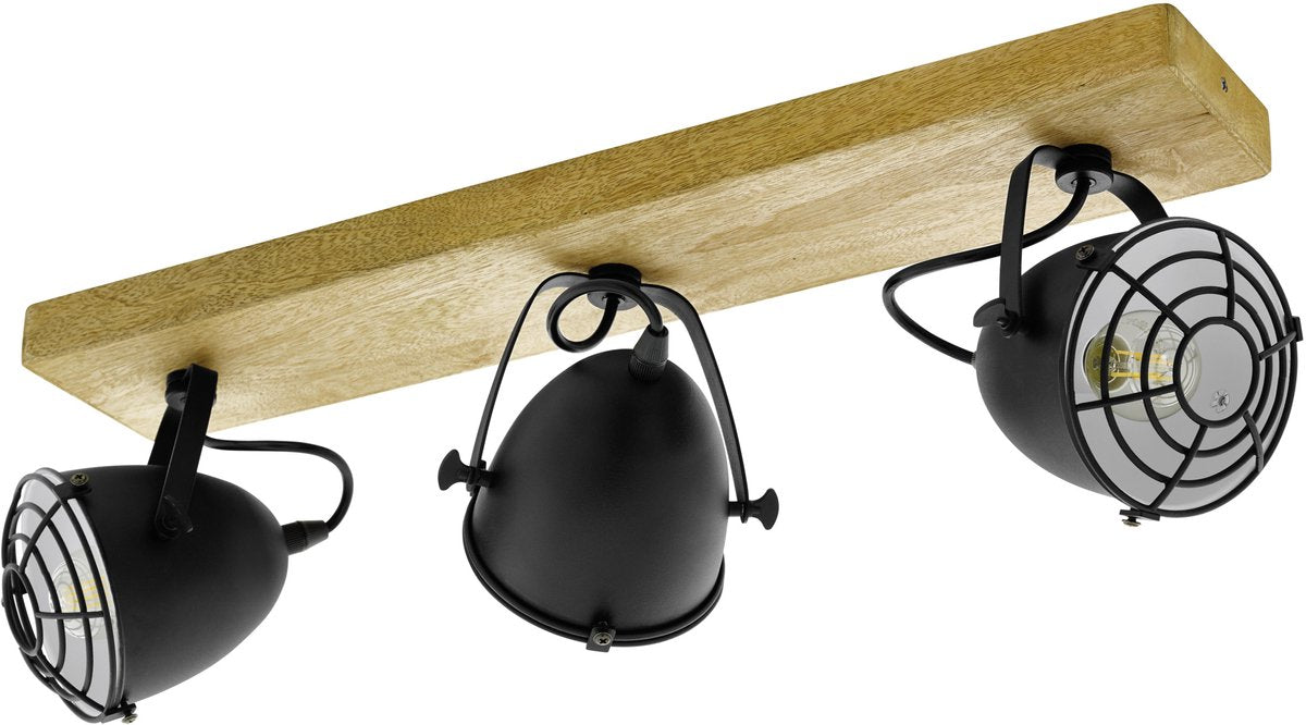 Eglo gatebeck - applique|plafonnier - 3 lumières - E14 - bois |noir
