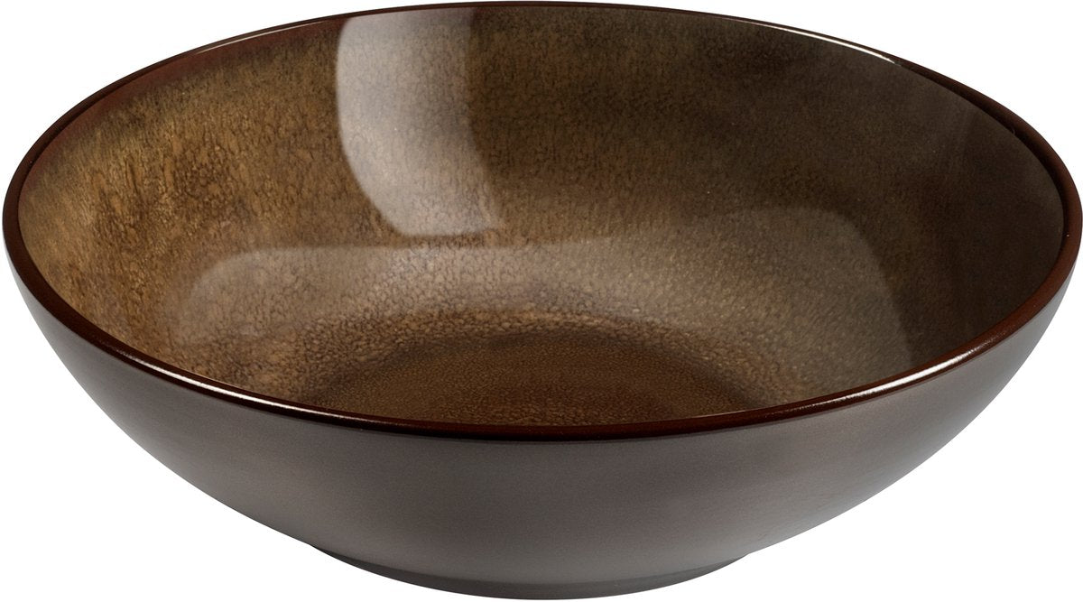 Médard de noblat - sentiment bronze - assiette à salade et pâtes 18 cm - 6 pièces - grès