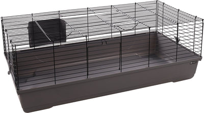 Cage hamster Flamingo - mobi - cage cobaye cage lapin nain - cage intérieure spacieuse avec râtelier à foin et fond profond - métal noir gris - 117,5x58x42,5 cm - qualité européenne
