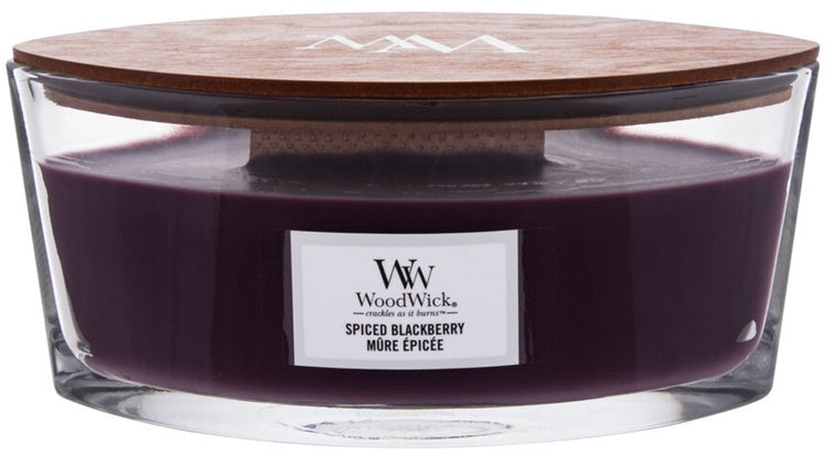 Bougie parfumée Woodwick Heartwick Flame Ellipse - Mûre épicée - 50 heures de combustion