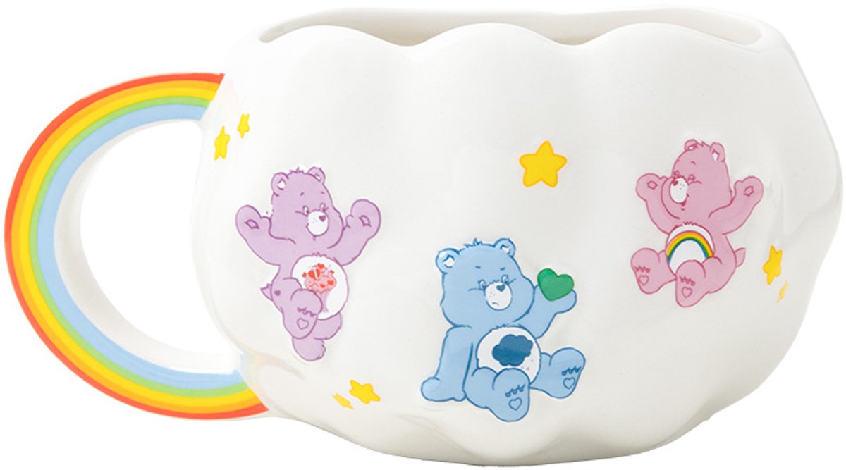 Tasse en forme de nuage Paladone Care Bears - tasse en céramique sous licence officielle avec anse arc-en-ciel, 450 ml -
