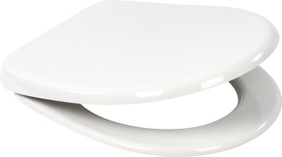 Abattant WC Plieger uni - abattant WC de forme universelle - thermoplastique - blanc - avec couvercle - fermeture amortie - dégagement rapide - montage en acier inoxydable