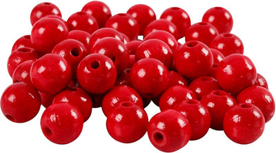 Perles en bois Creativ Company, d 12 mm, diamètre du trou 3 mm, env. 40 pièces, rouge, 22 g 1 boîte