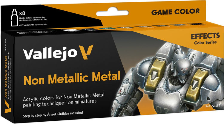 Vallejo hobby paint peinture acrylique - 72193 métal non métallique pour fantasy et wargames - couleur de jeu - set acrylique - 8x set de peinture - 8x 18 ml