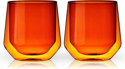 Gobelet Viski aurora - double paroi - verre - 266ml - 2 pièces - ambre