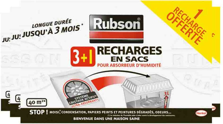 Recharges pour absorbeurs d'humidité Rubson 16 x 450 g - adaptées aux absorbeurs d'humidité de 900 g et 1 kg