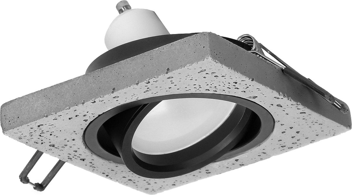 Spot encastrable carré Orno halisi - spot aspect béton - source lumineuse directionnelle - gu10 mr16