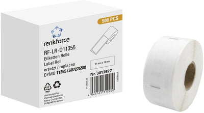 Renkforce RF-6027854, blanc, étiquette d'imprimante autocollante, étiquette continue, rouleau, papier, thermique direct