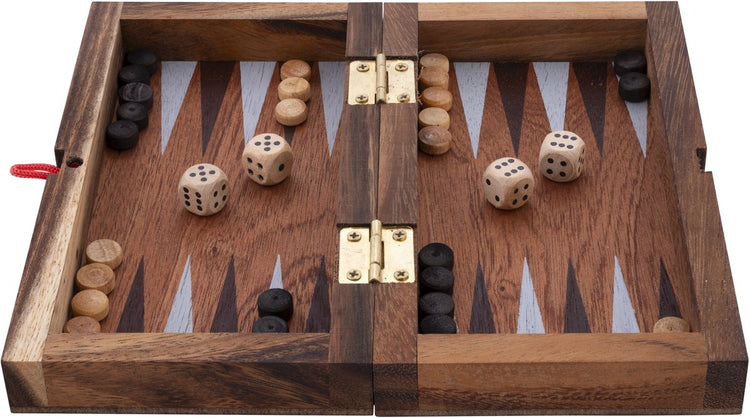 Engelhart Chess Backgammon Folding Small – Jeu de société 2 en 1 en bois – Jeu d'échecs Backgammon – Jeu de stratégie classique – 2 joueurs – Format voyage compact –