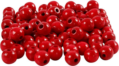 Perles en bois Creativ Company, d 8 mm, diamètre du trou 2 mm, env. 80 pièces, rouge, 15 g 1 boîte