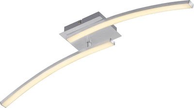Briloner go - plafonnier - plafonnier incurvé - 2 lumières - LED 2 x 6w - lumière blanc chaud - 55,4 cm - couleur aluminium
