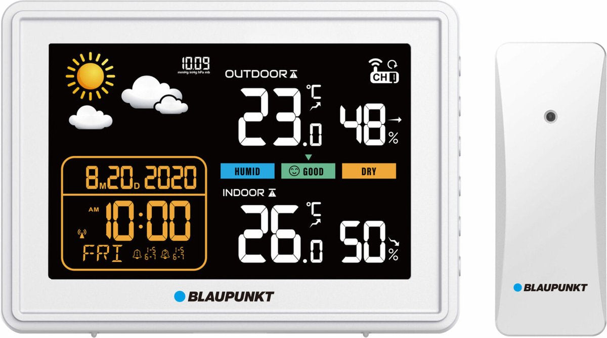 Blaupunkt - station météo avec hygromètre prévision de la pression atmosphérique - blanc