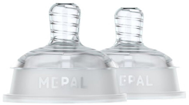 Mepal mio set de tétines biberons 2 pièces lentes - anti-coliques - conception en spirale empêchant le colmatage - silicone de qualité médicale - transparent
