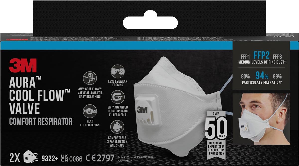 3m 1061807 - masque pliant 9322 + ffp2 v 2pcs | 1 pièce