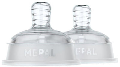 Mepal mio set de tétines biberon 2 pièces moyen - anti-coliques - conception en spirale empêchant le colmatage - silicone de qualité médicale - transparent