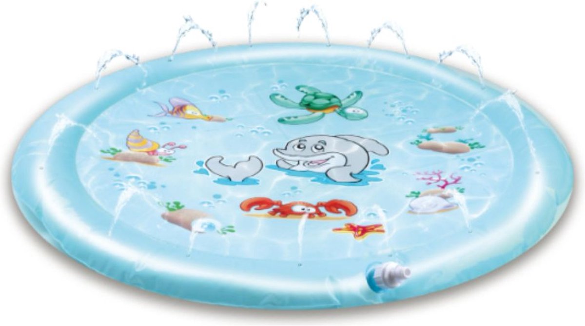 Eddy toys tapis de jeu aquatique créatif pour enfants ø100cm - tapis d'eau avec système de pulvérisation - bleu