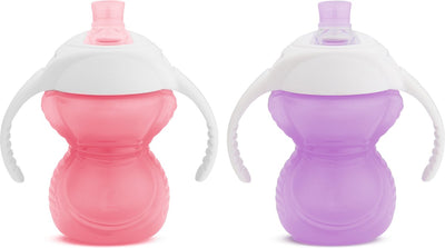 Munchkin Lot de 2 gobelets à boire - gobelet d'entraînement anti-morsure Click Lock - gobelet résistant aux morsures pour bébés - gobelet de transition - à partir de 6 mois - gobelet avec poignées - 207 ml - rose violet