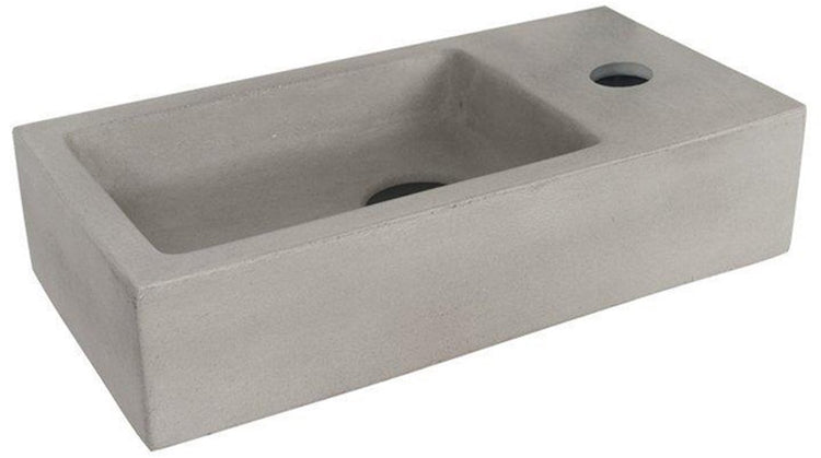 Fontaine Hura Differnz - 38x18x9cm - rectangle - 1 trou de robinetterie - béton - gris