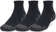 Under armour ua performance tech 3pk qtr-blk chaussettes de sport unisexes - noir - gris jet