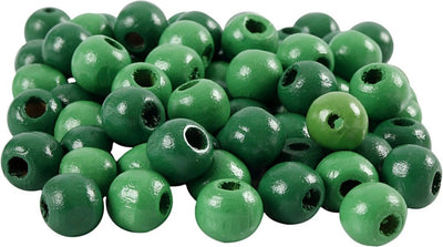 Perles en bois Creativ Company, d 12 mm, diamètre du trou 3 mm, env. 40 pièces, vert, 22 g 1 boîte