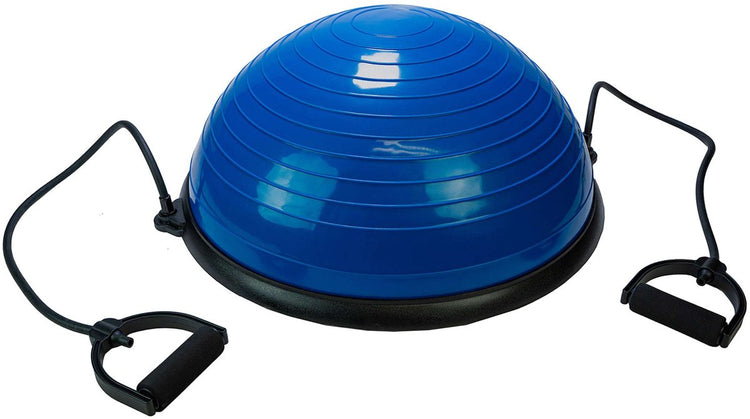 Ballon d'entraînement d'équilibre Tunturi - avec élastiques de fitness - bleu - incl. application de remise en forme gratuite