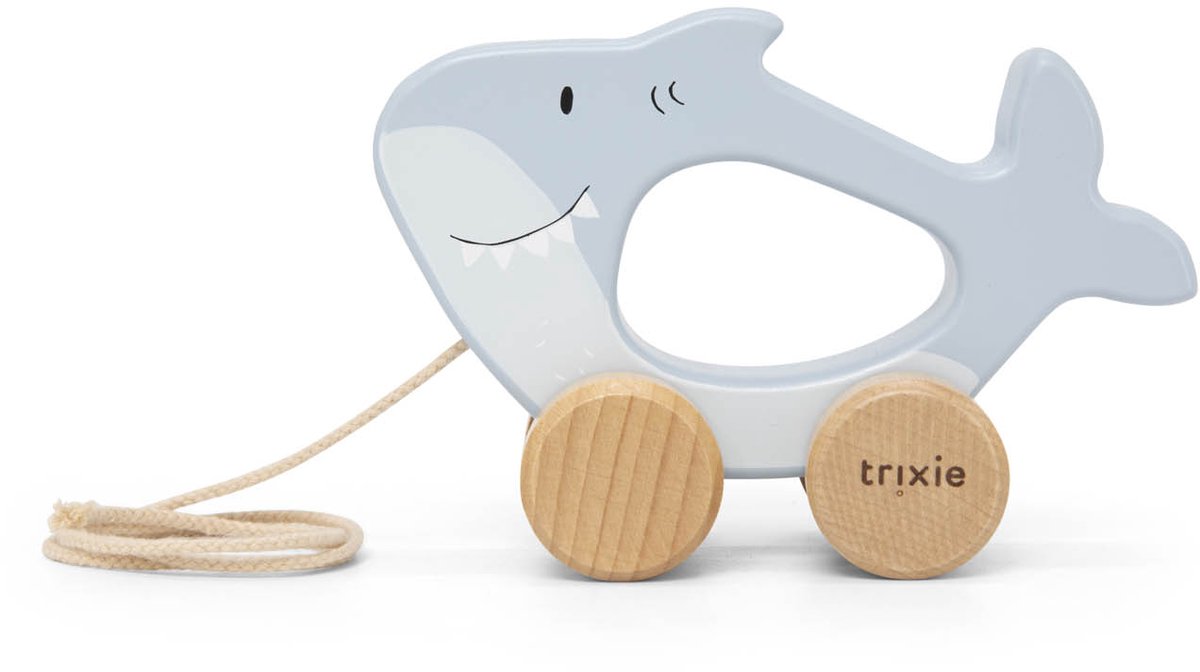 Jouet à tirer en bois Trixie - Mr. Shark - avec corde à tirer