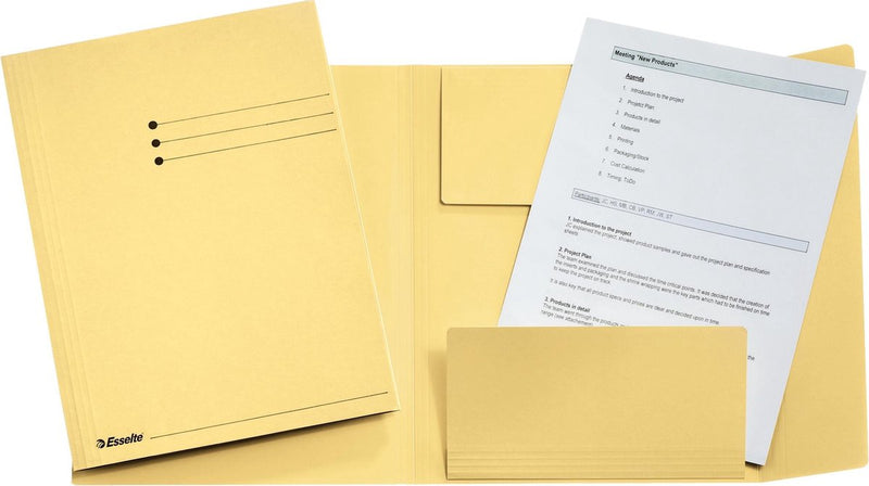 Esselte dossiers 3 rabats a4 240x318mm jaune